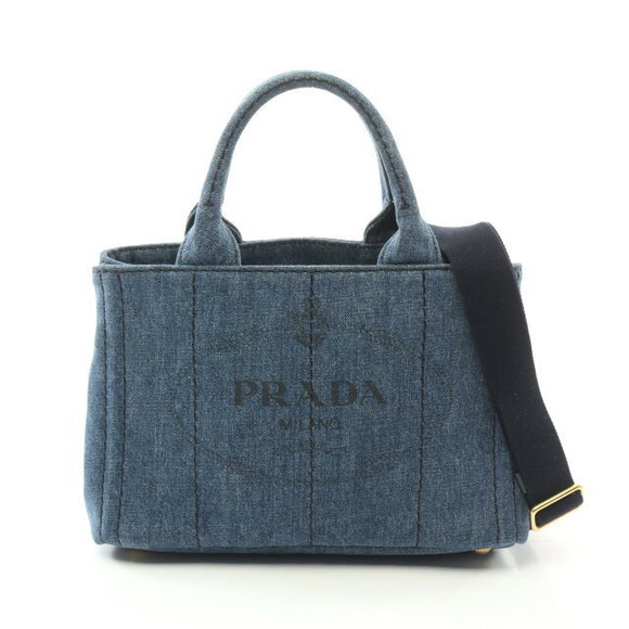 Prada Canapa tote bag denim Navy Blue - Picture 1 of 7
